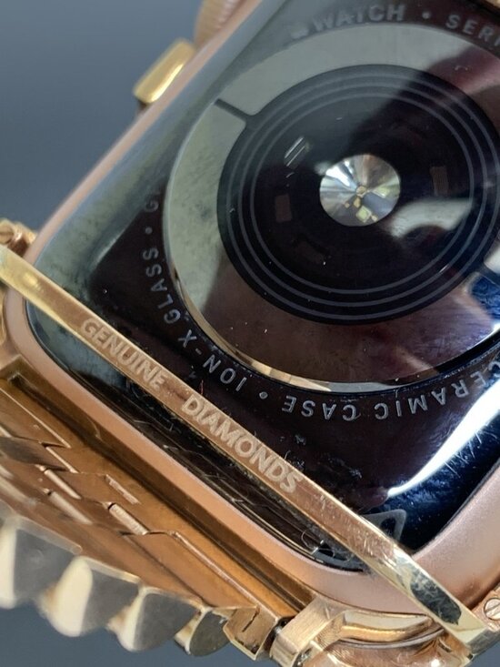 Apple Watch Series 5 Iced Out Real Diamonds Rose Gold Tone Stainless Steel Band main image 8